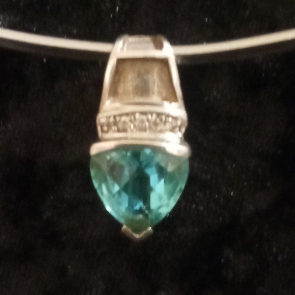 Uma sterling silver choker with a large genuine topaz pendant in 925. marked - Picture 5 of 12